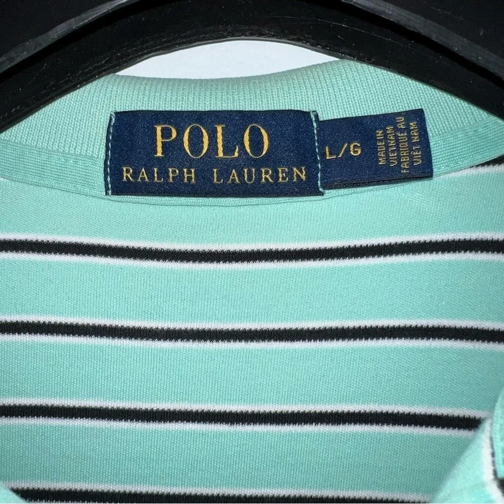 Polo Ralph Lauren Mint Green Striped Short Sleeve Polo Shirt Size Large